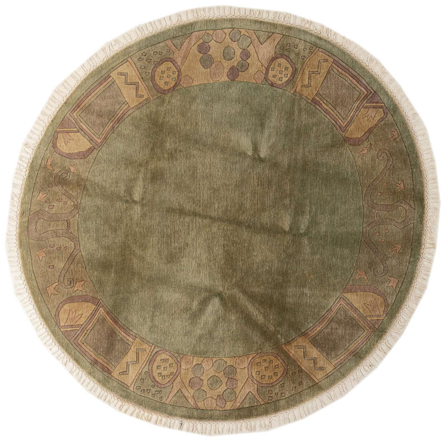 7' 2 x 7' 3 Hand Knotted Nepal Wool Round Rug