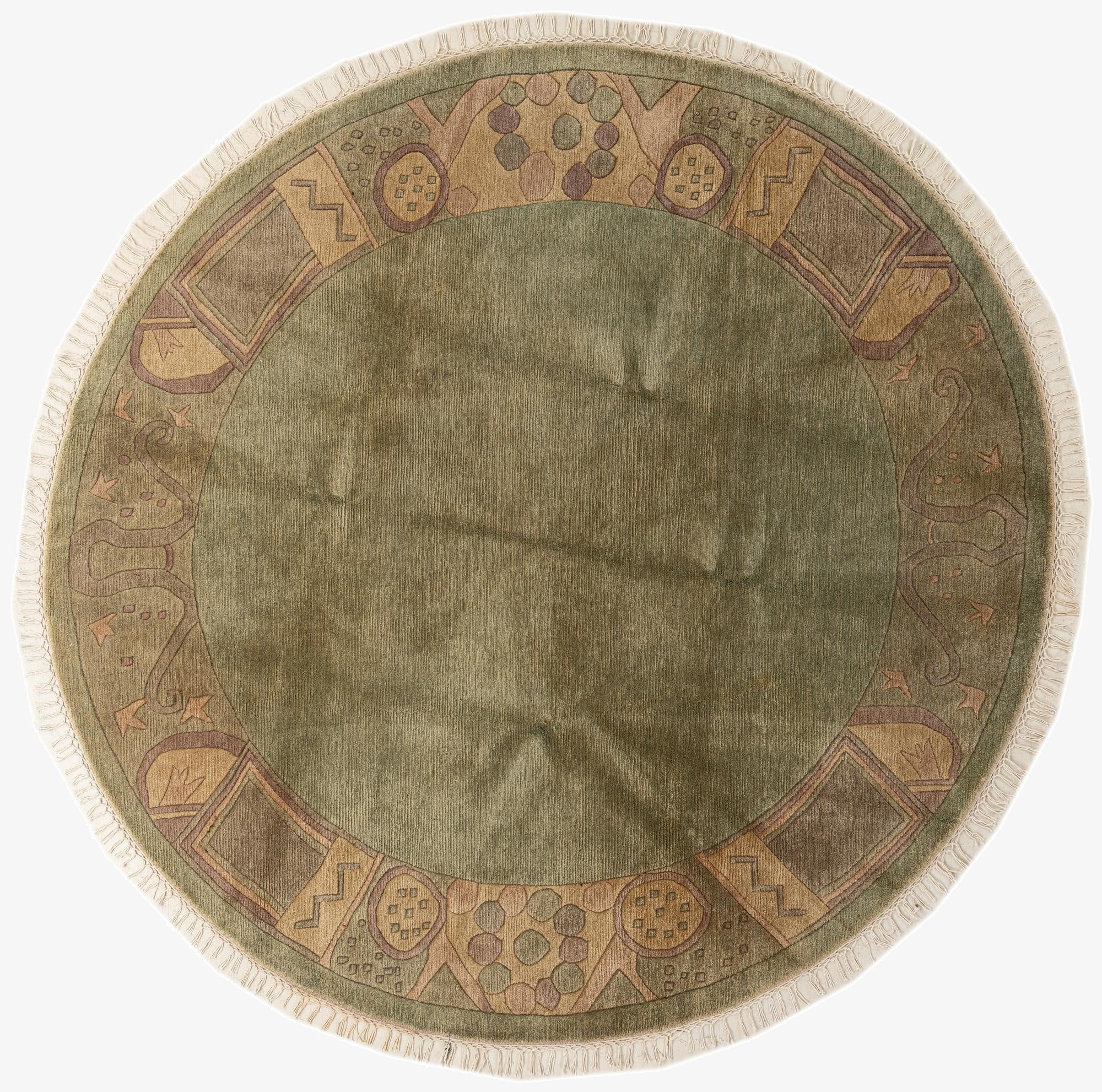 7' 2 x 7' 3  Hand Knotted Nepal Wool Round Rug