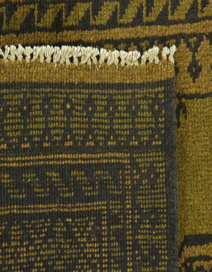 Detail image of 3' 4 x 6' 2 Hand Knotted Afghan Akhche Wool Runner Rug