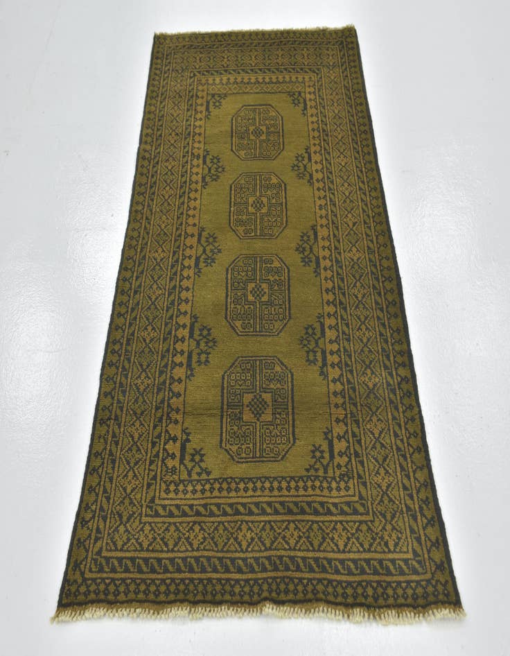 Detail image of 3' 4 x 6' 2 Hand Knotted Afghan Akhche Wool Runner Rug