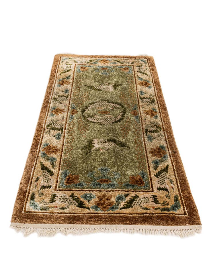 Detail image of 2' 1 x 4' 1  Hand Knotted Antique Finish Oriental Runner Rug