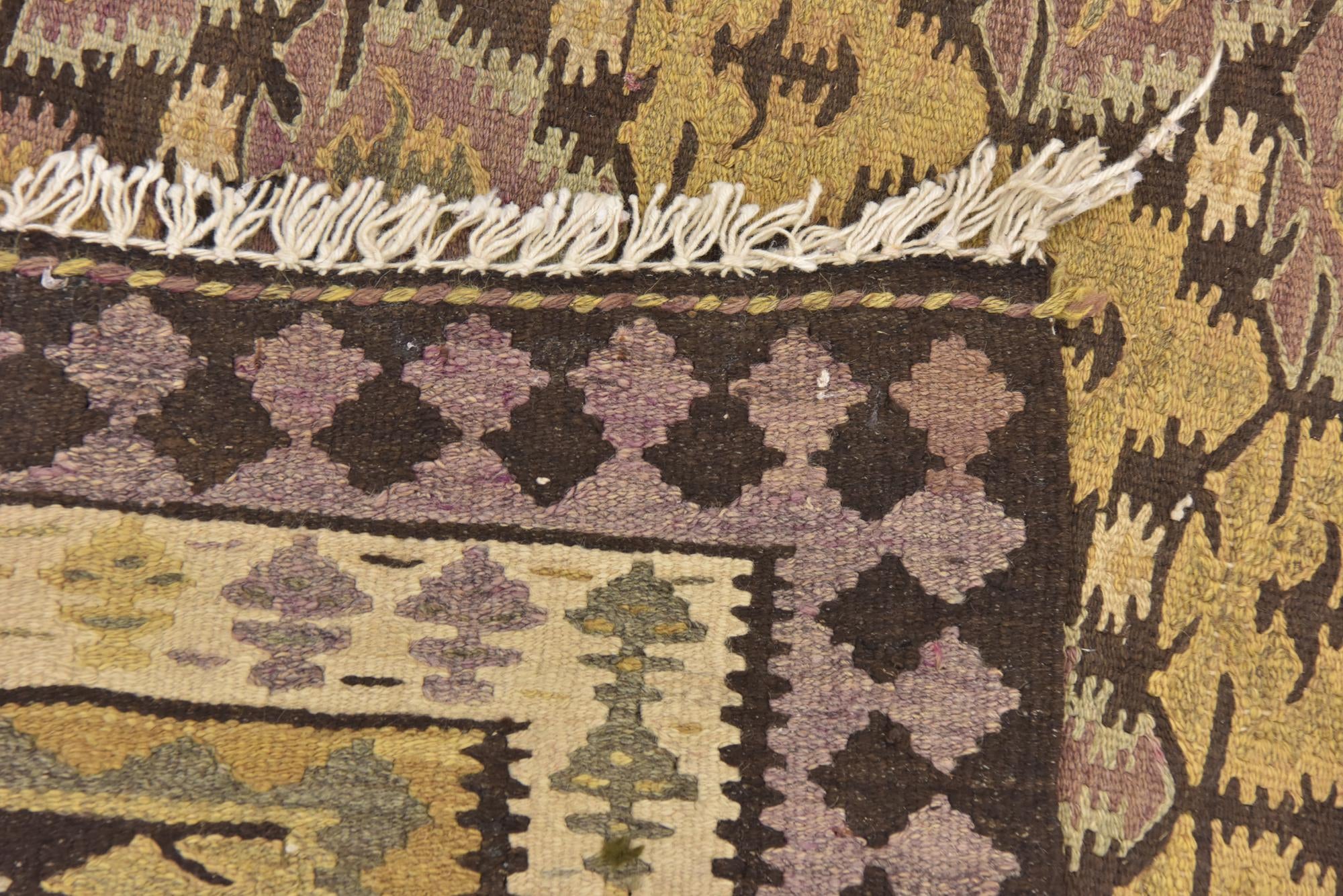 3' 7 x 10' 6 Hand Woven Kilim Fars Wool Runner Rug
