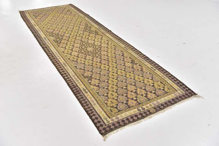 3' 7 x 10' 6 Hand Woven Kilim Fars Wool Runner Rug