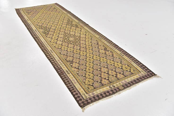 Detail image of 3' 7 x 10' 6 Hand Woven Kilim Fars Wool Runner Rug