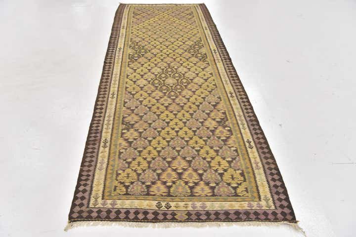 3' 7 x 10' 6 Hand Woven Kilim Fars Wool Runner Rug