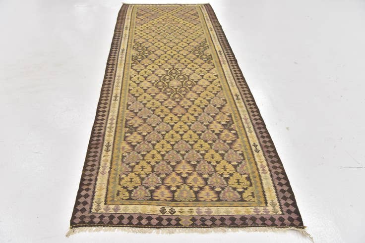 Detail image of 3' 7 x 10' 6 Hand Woven Kilim Fars Wool Runner Rug
