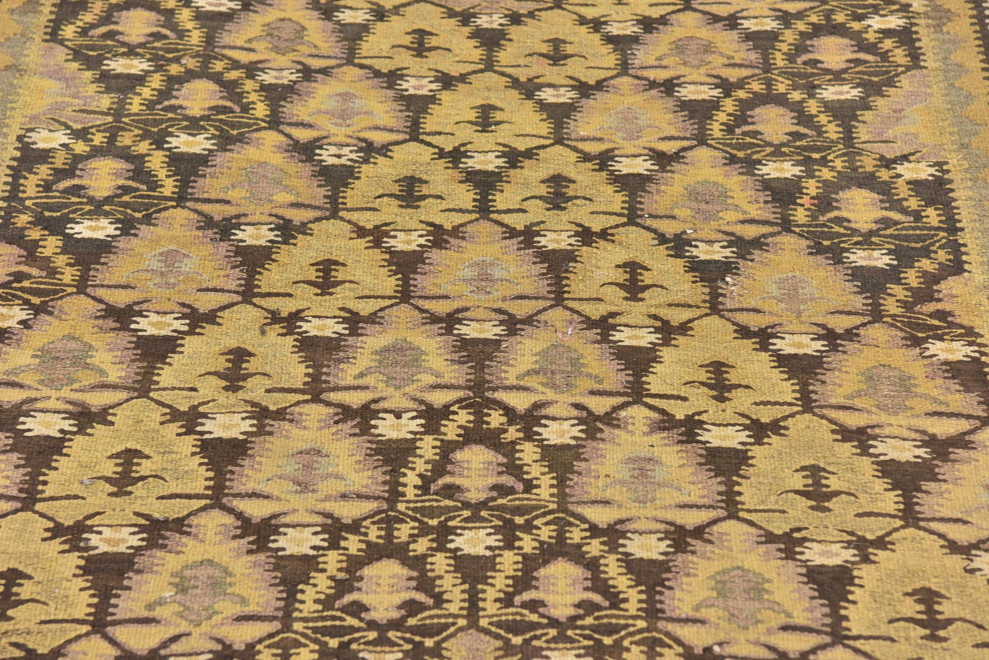 3' 7 x 10' 6 Hand Woven Kilim Fars Wool Runner Rug
