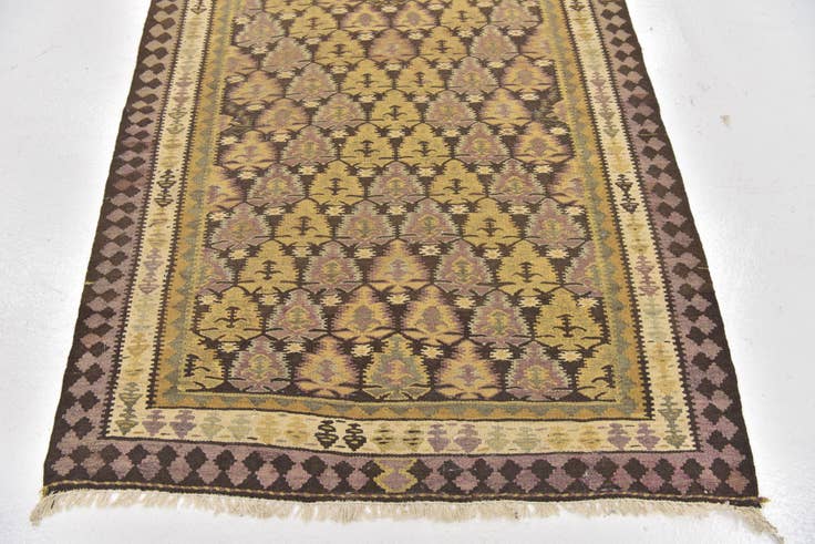Detail image of 3' 7 x 10' 6 Hand Woven Kilim Fars Wool Runner Rug