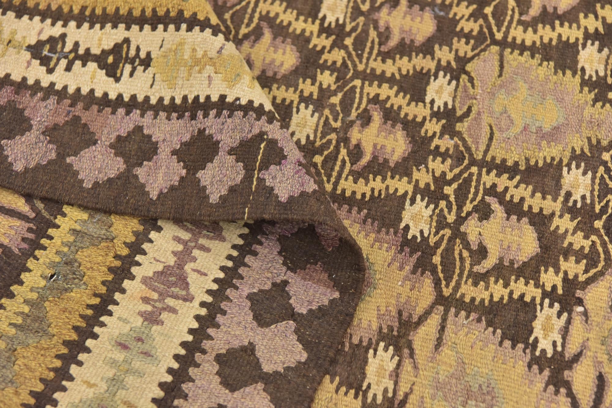3' 7 x 10' 6 Hand Woven Kilim Fars Wool Runner Rug