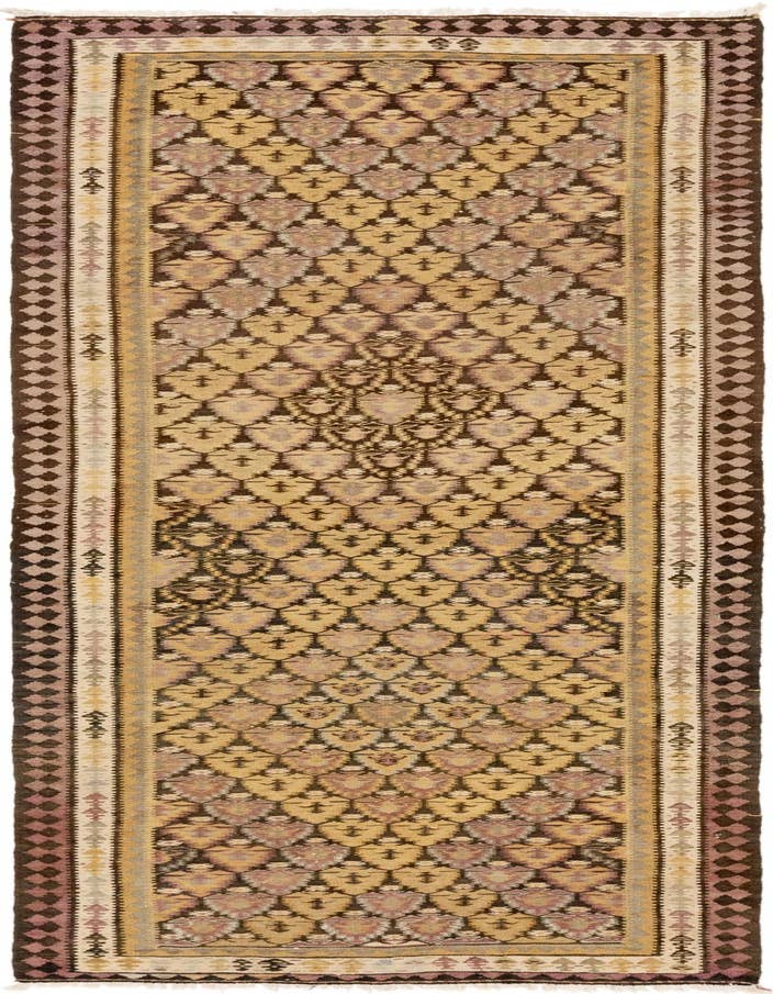 Detail image of 3' 7 x 10' 6 Hand Woven Kilim Fars Wool Runner Rug