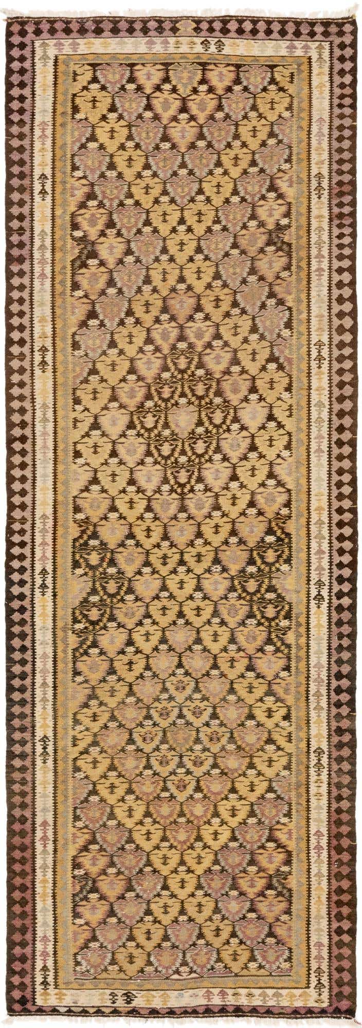 3' 7 x 10' 6 Hand Woven Kilim Fars Wool Runner Rug