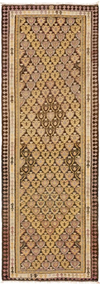 Detail image of 3' 7 x 10' 6 Hand Woven Kilim Fars Wool Runner Rug