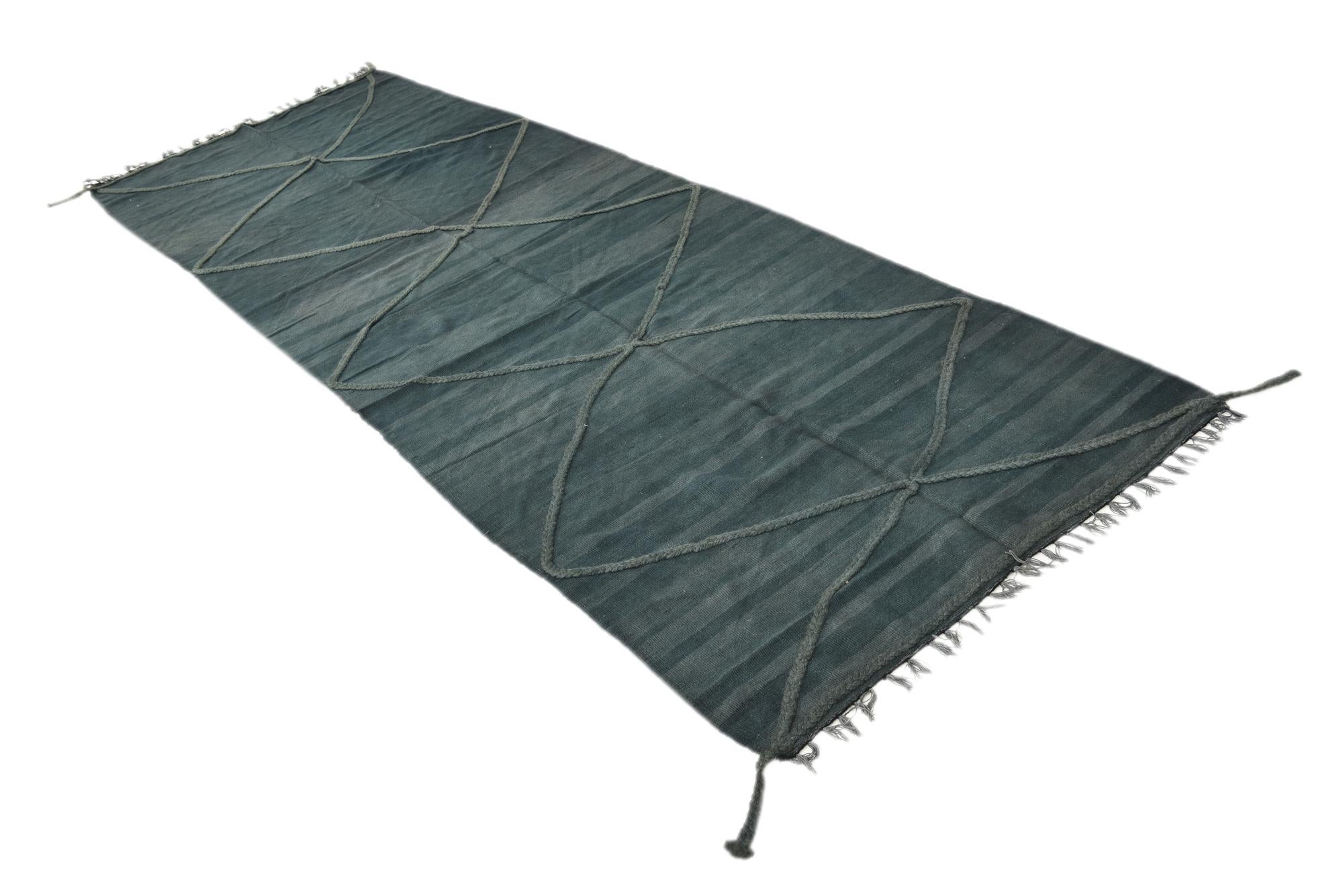 3' 8 x 10' 10 Hand Woven Kilim Modern Wool Runner Rug
