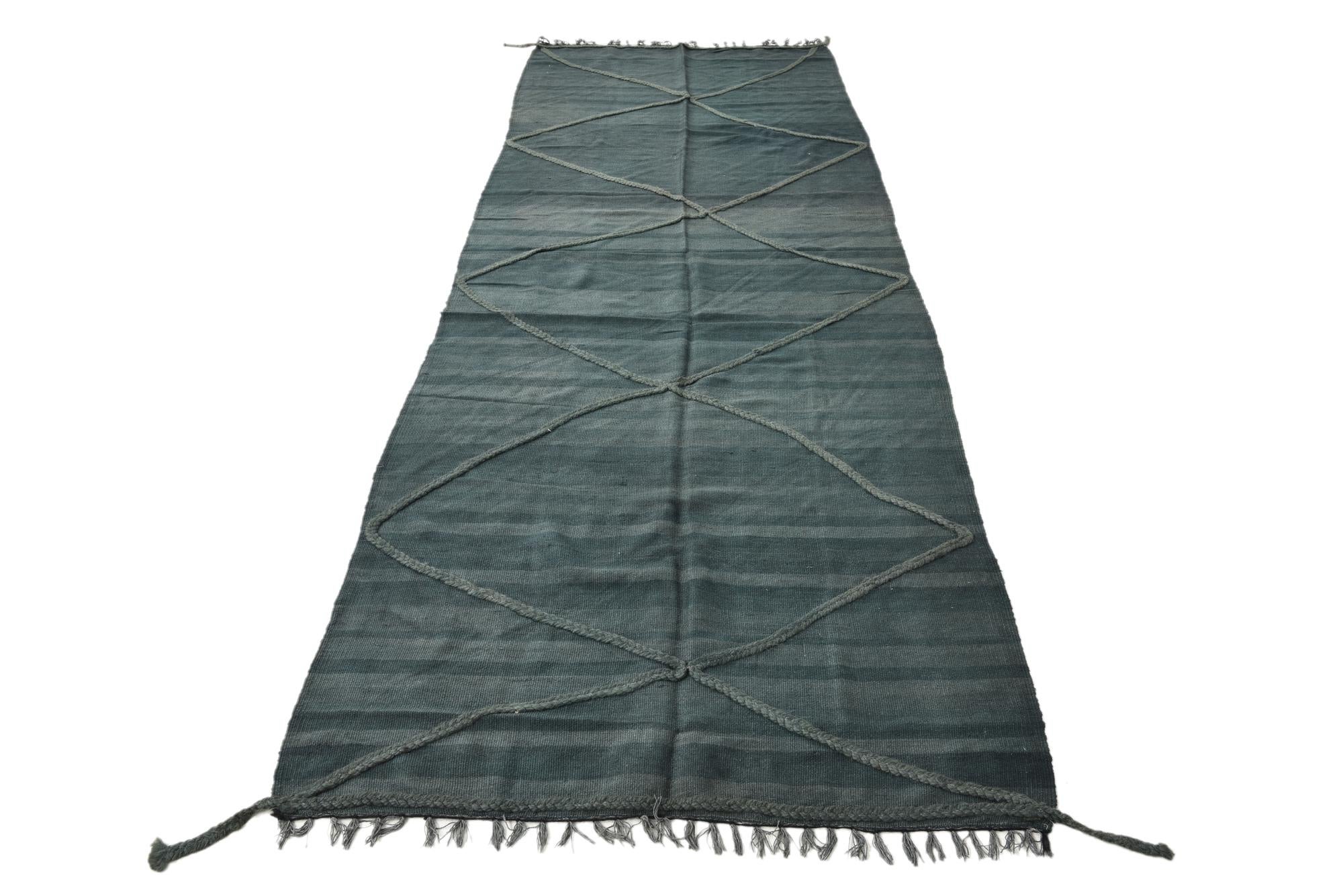 3' 8 x 10' 10 Hand Woven Kilim Modern Wool Runner Rug