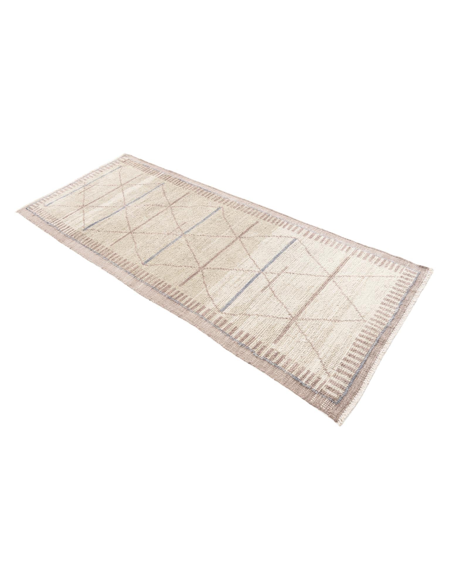 3' x 7' 3 Hand Knotted Moroccan Wool Runner Rug