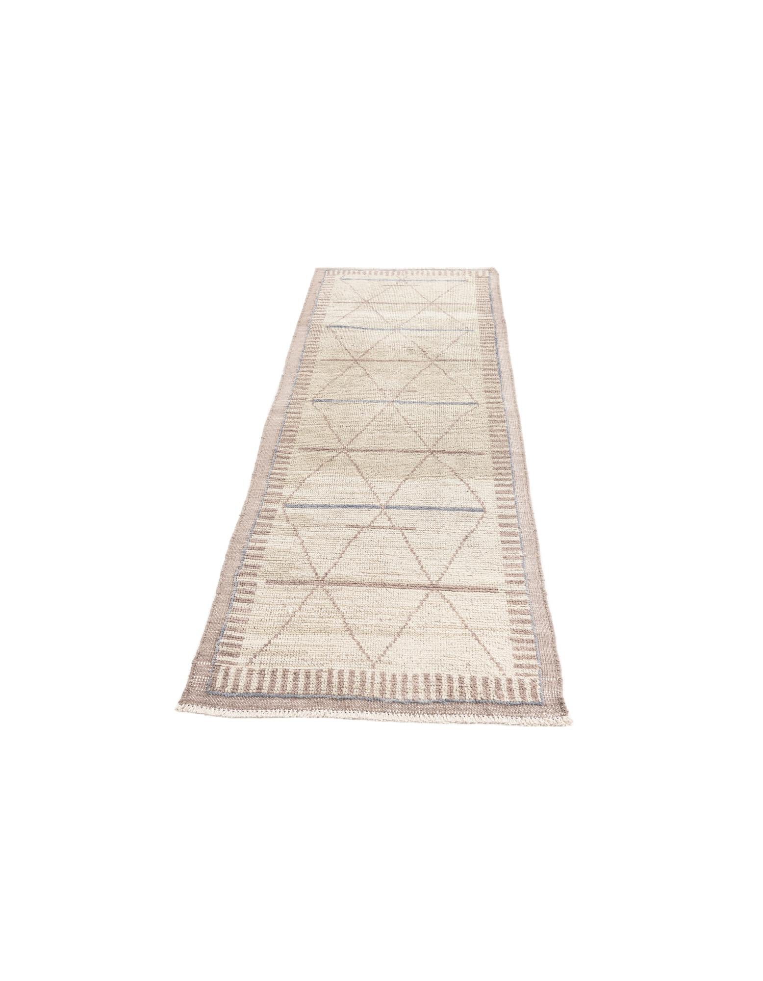 3' x 7' 3 Hand Knotted Moroccan Wool Runner Rug