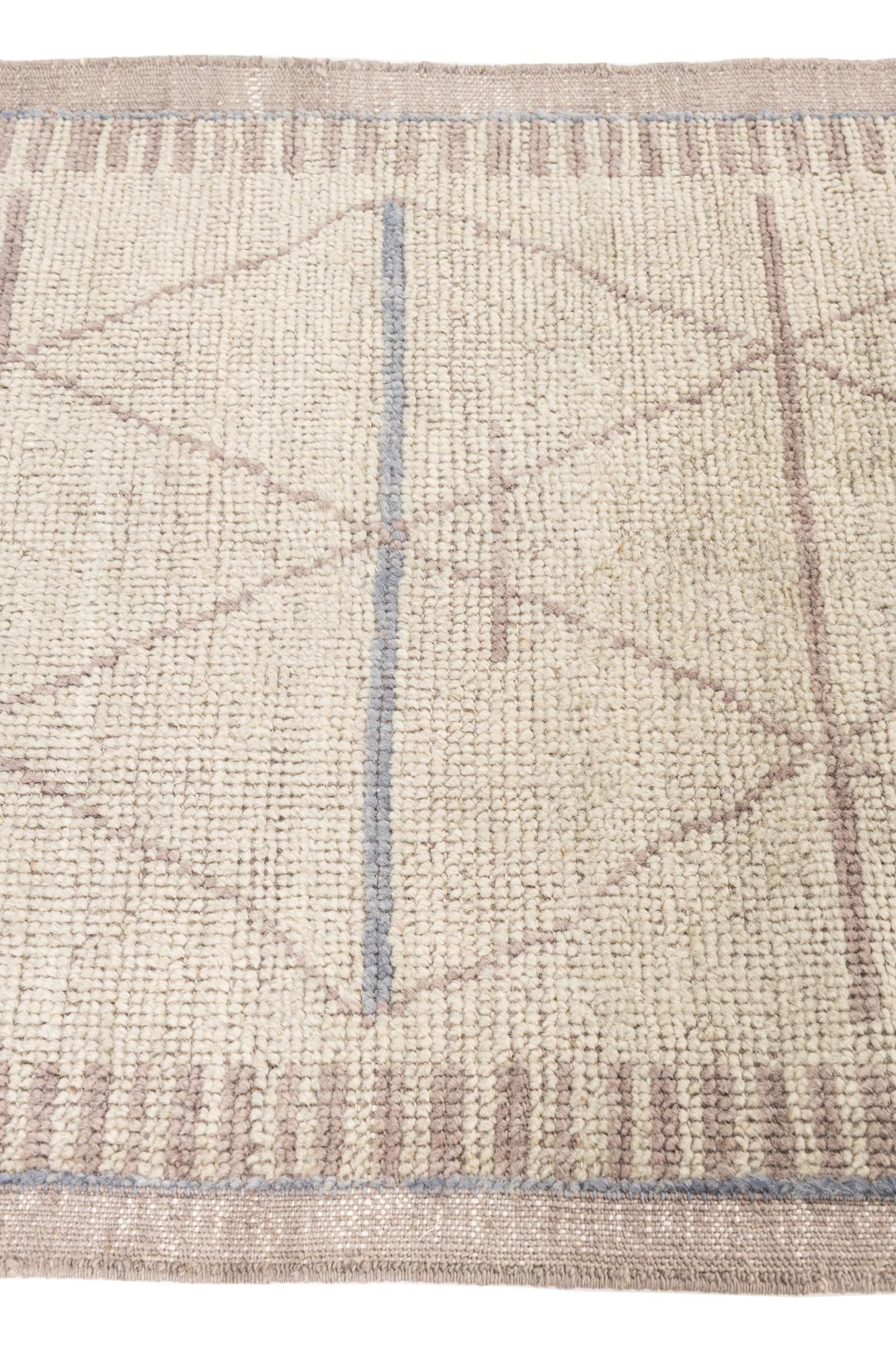 3' x 7' 3 Hand Knotted Moroccan Wool Runner Rug