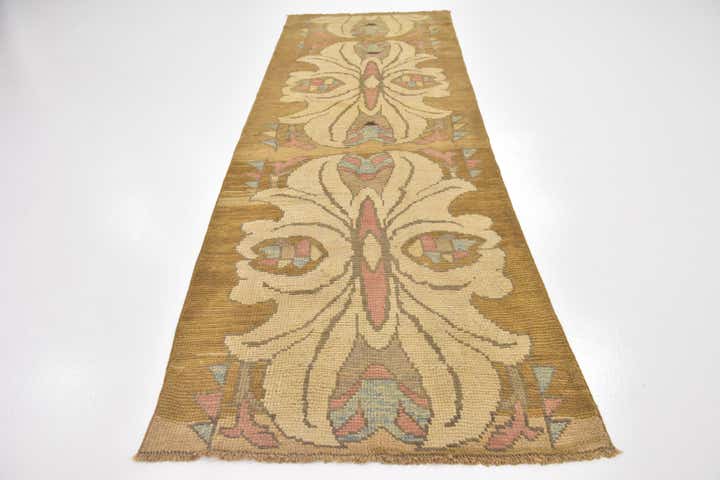 3' 10 x 11' 3 Hand Knotted Oushak Wool Runner Rug