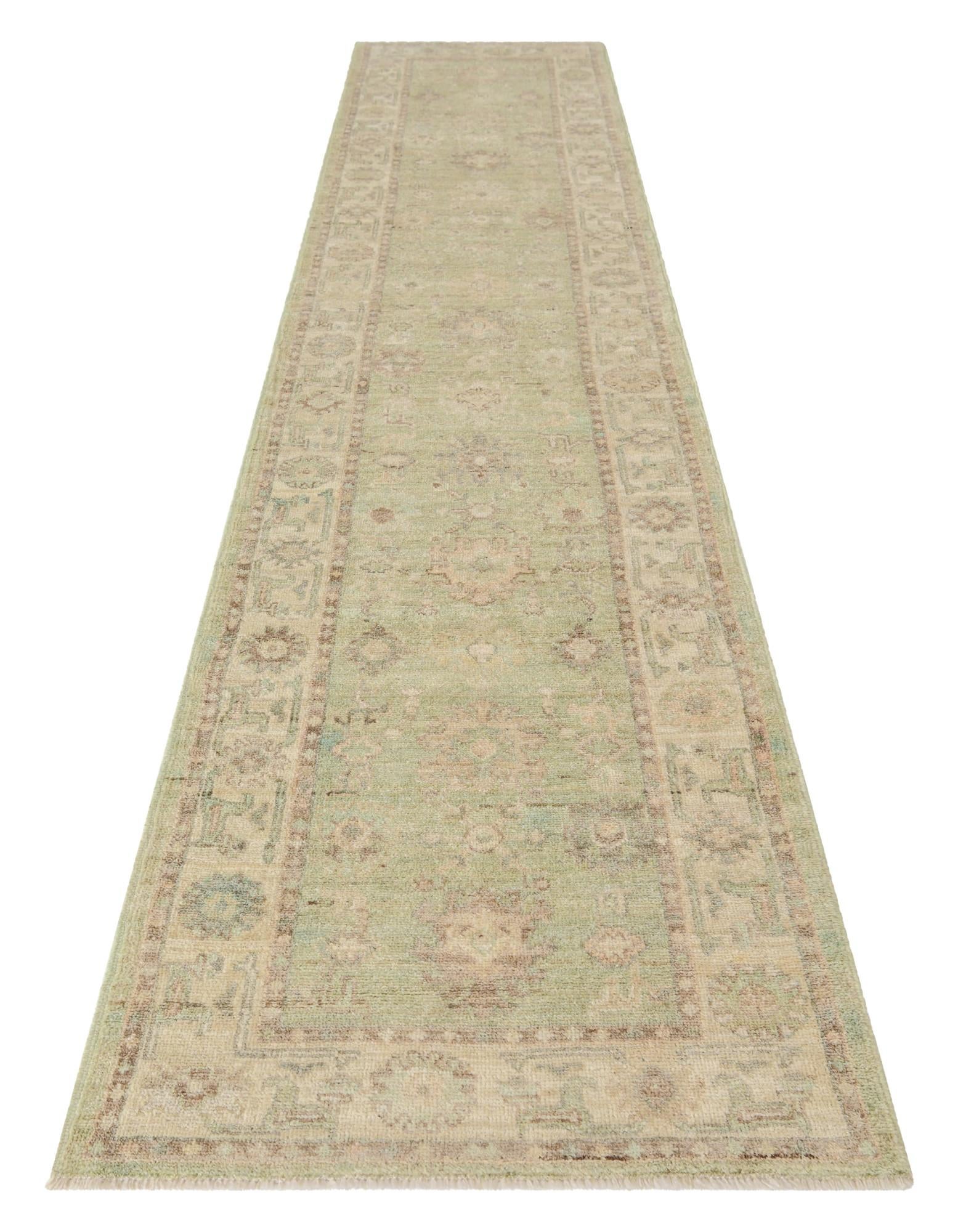 2' 9 x 13' 8 Hand Knotted Oushak Wool Runner Rug