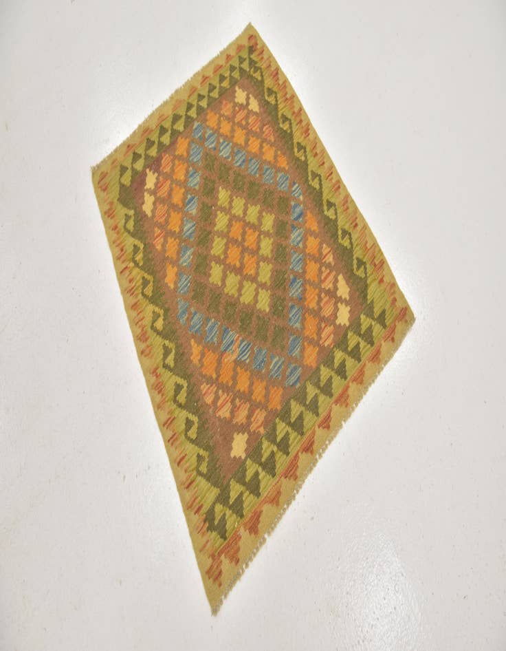 Detail image of 3' x 3' 5  Hand Woven Kilim Maymana Wool Square Rug