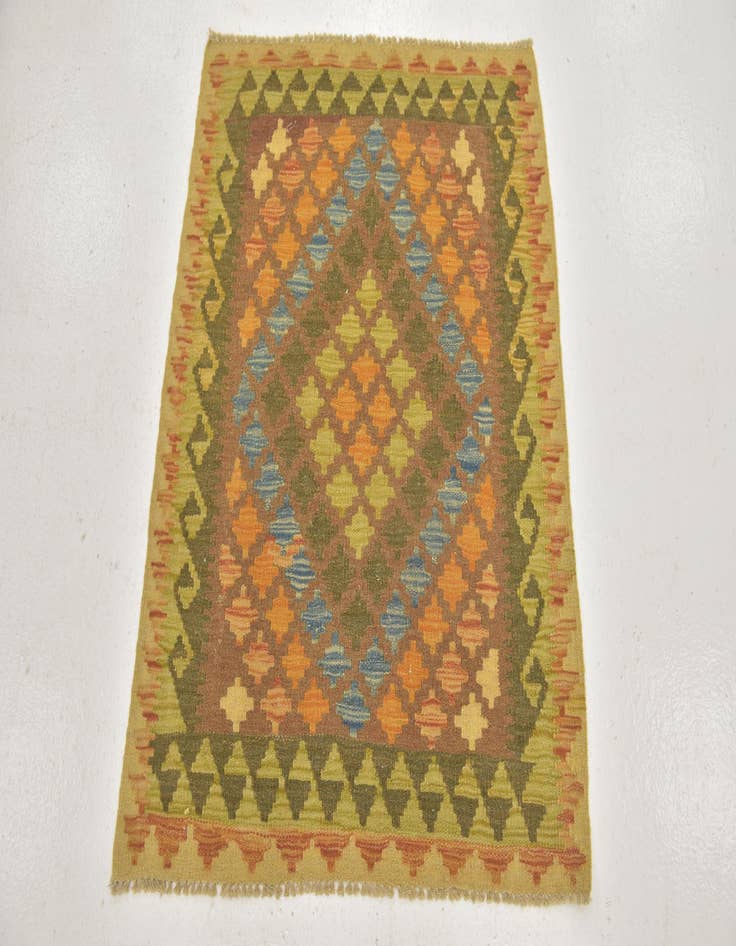 Detail image of 3' x 3' 5  Hand Woven Kilim Maymana Wool Square Rug