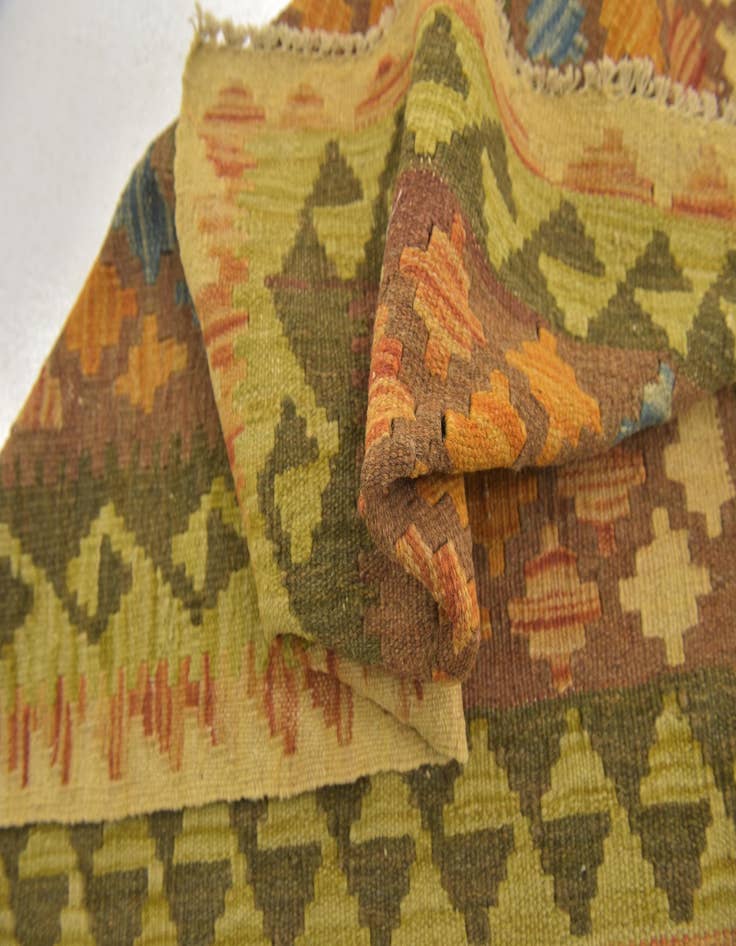 Detail image of 3' x 3' 5  Hand Woven Kilim Maymana Wool Square Rug