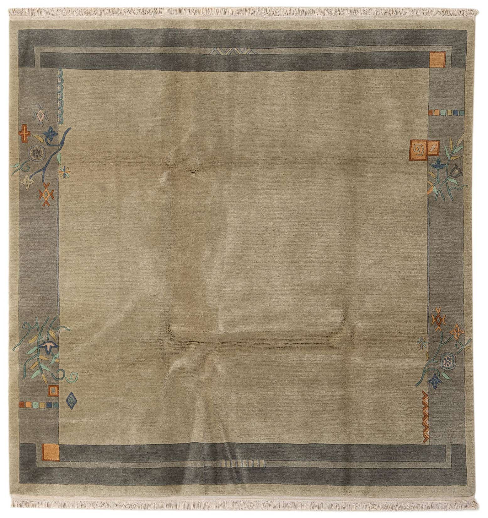 6' 8 x 6' 11 Hand Knotted Nepal Wool Square Rug