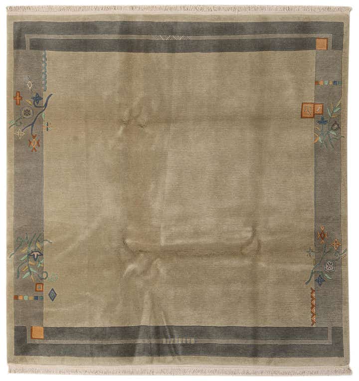 6' 8 x 6' 11 Hand Knotted Nepal Wool Square Rug