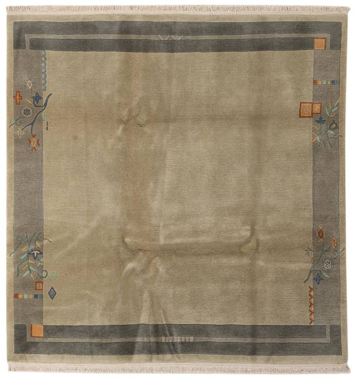 Detail image of 6' 8 x 6' 11 Hand Knotted Nepal Wool Square Rug