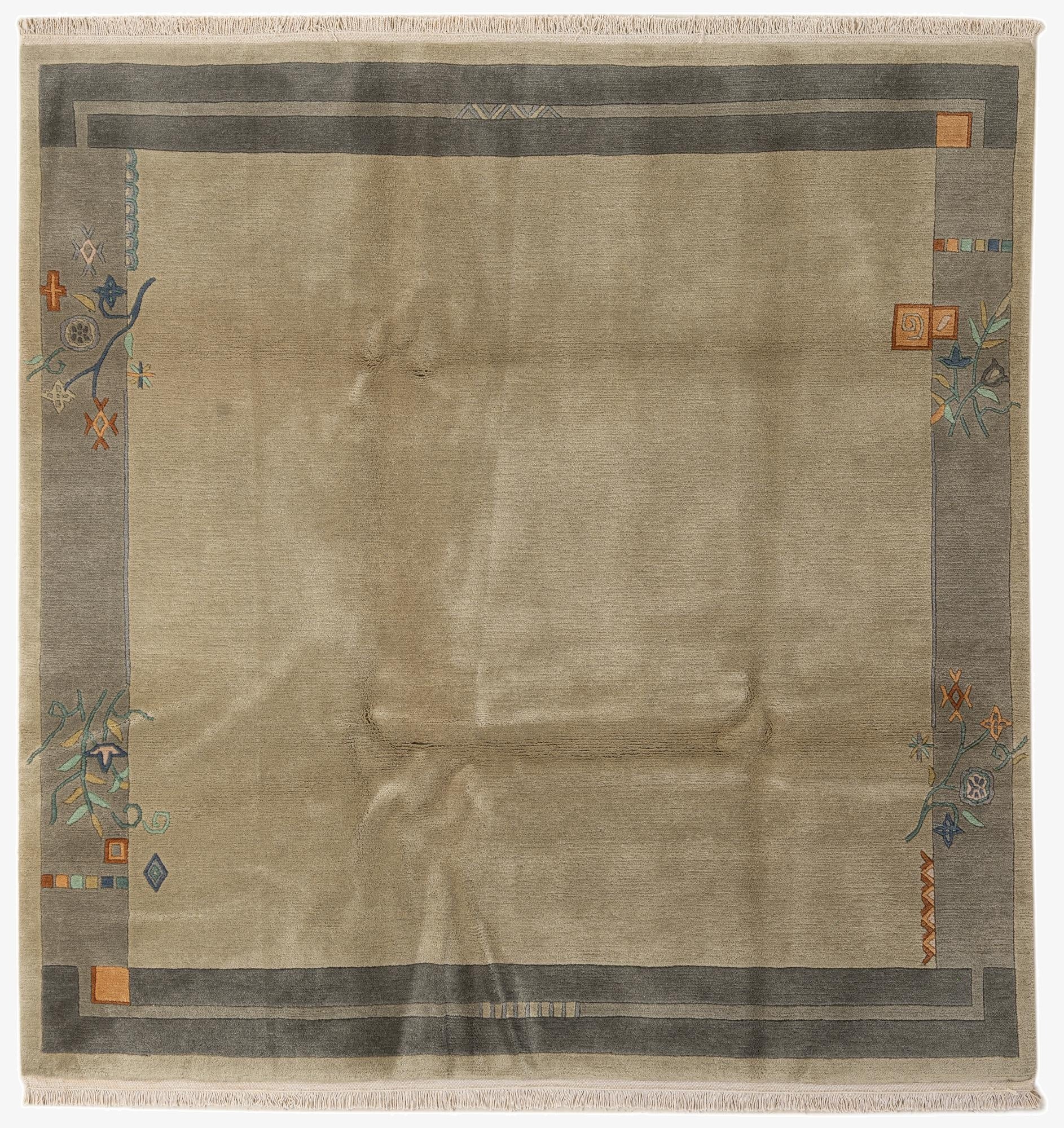 6' 8 x 6' 11  Hand Knotted Nepal Wool Square Rug