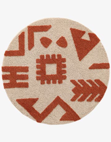 4' 1 x 4' 1 Handtufted Wool Round Rug