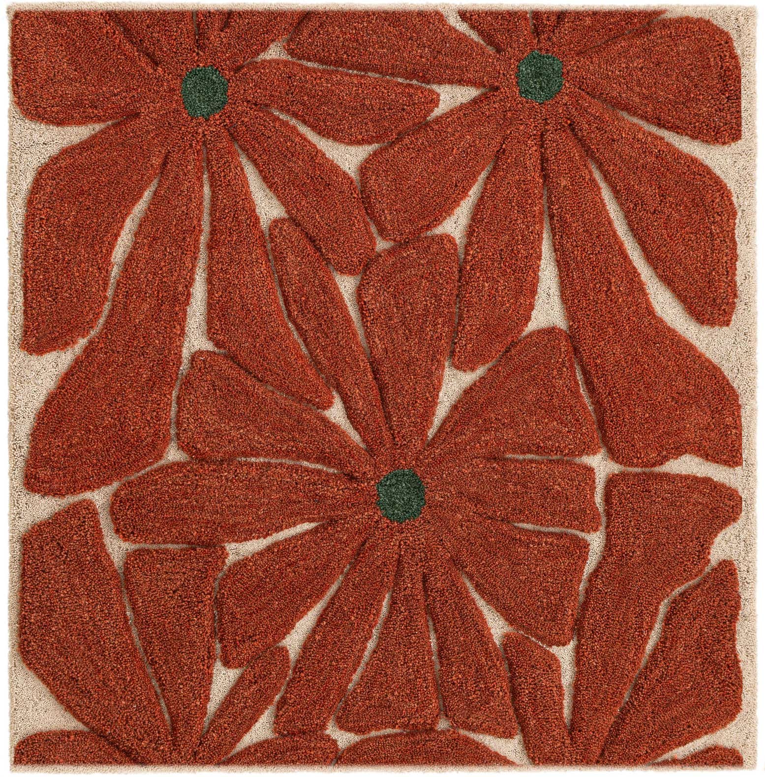 5' 1 x 5' 1 Handtufted Wool Square Rug