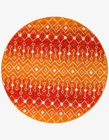 Orange and Red Moroccan Trellis Round Rug