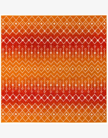 Orange and Red Moroccan Trellis Square Rug