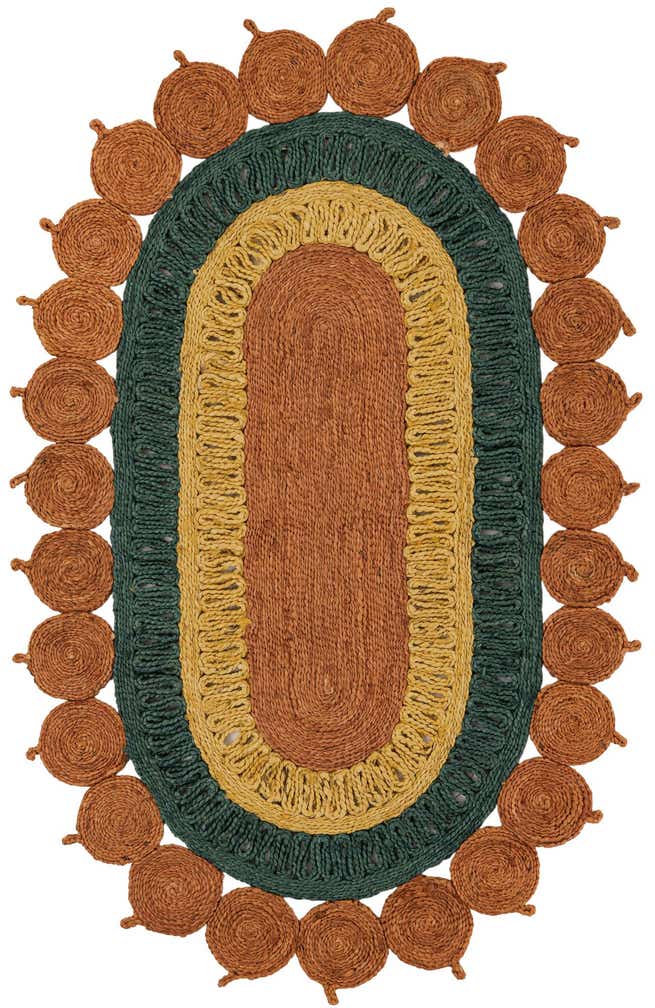 95cm x 155cm Fait main Braided Jute Tapis Ovale