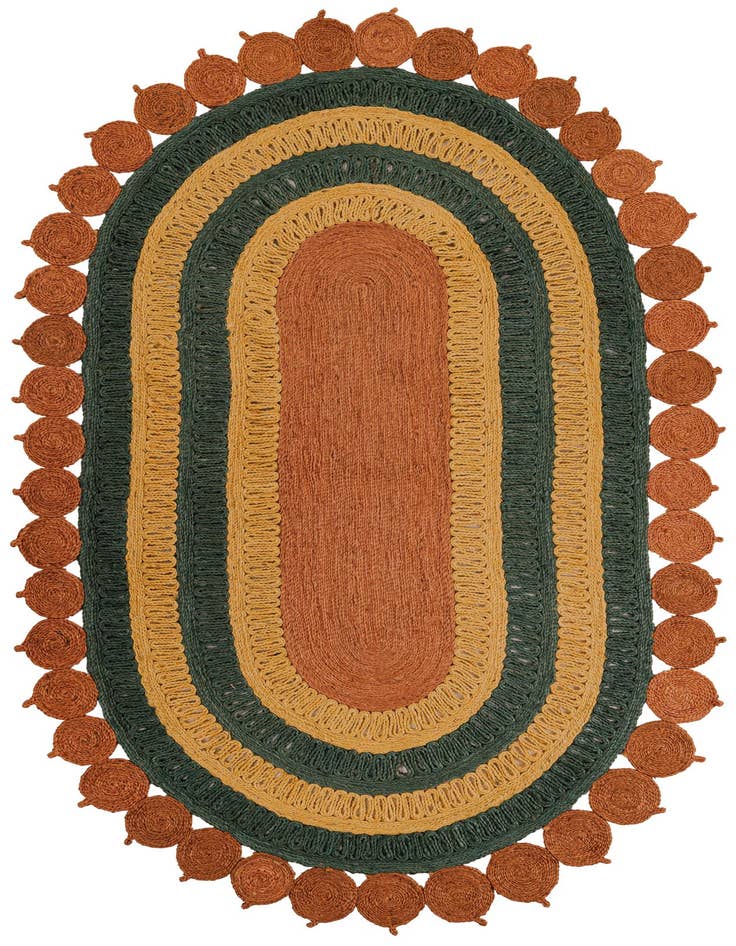 Detail image of 5' 1 x 8'  Hand Braided Jute Oval Rug