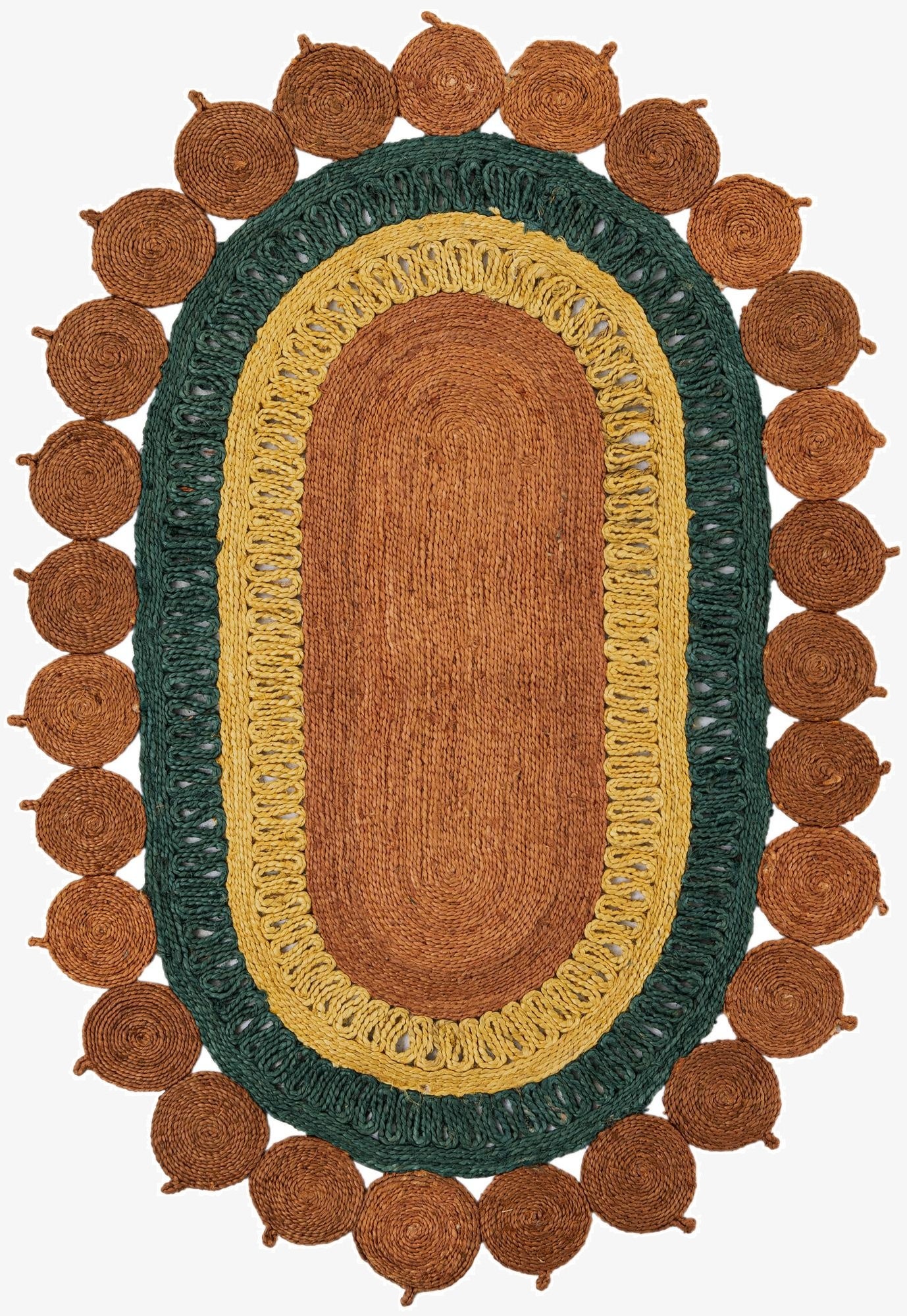 4' 1 x 6' 1  Hand Braided Jute Oval Rug