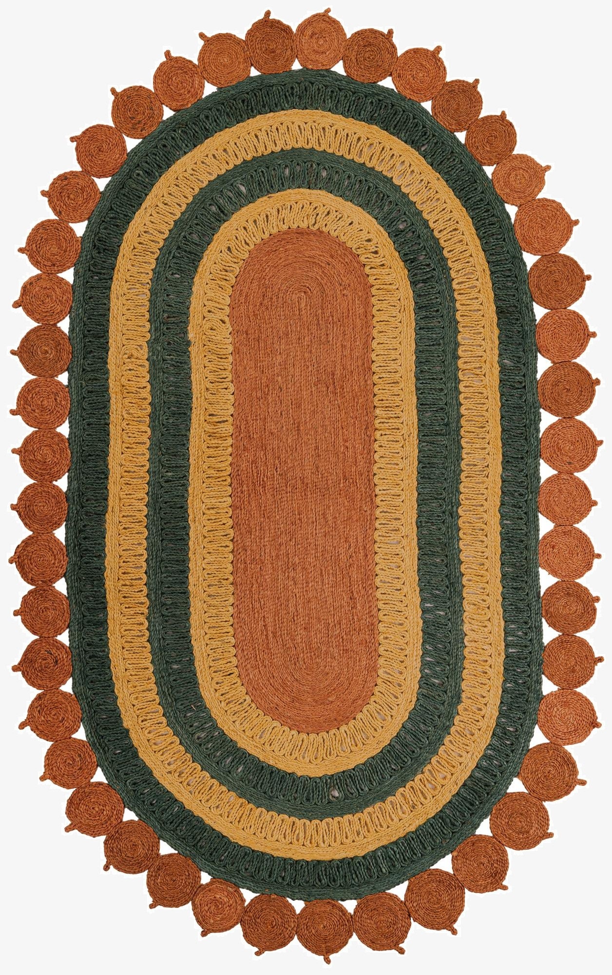 5' 1 x 8'  Hand Braided Jute Oval Rug