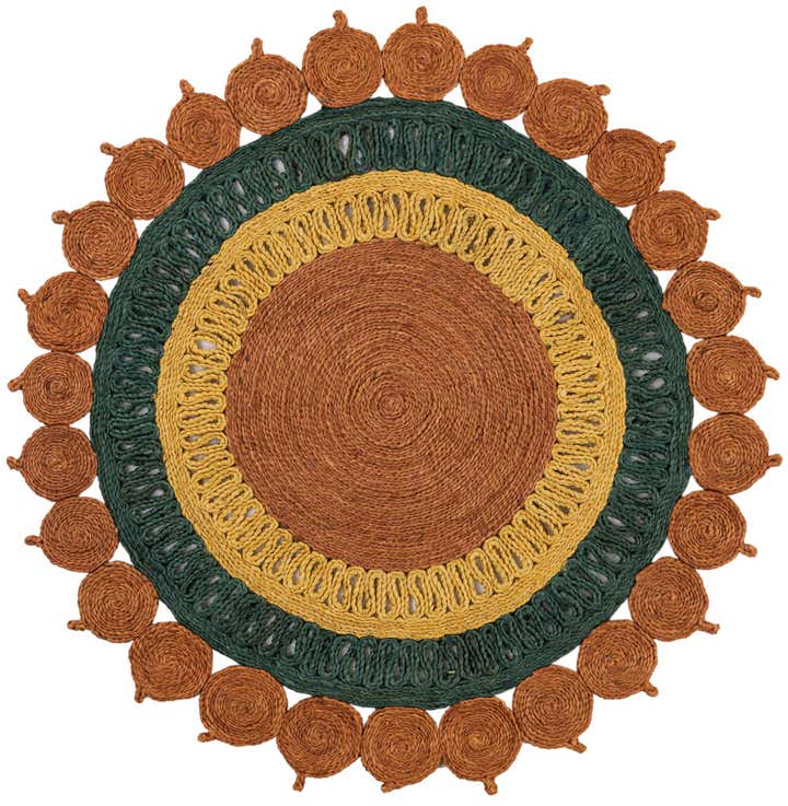 4' 1 x 4' 1 Handmade Braided Jute Round Rug