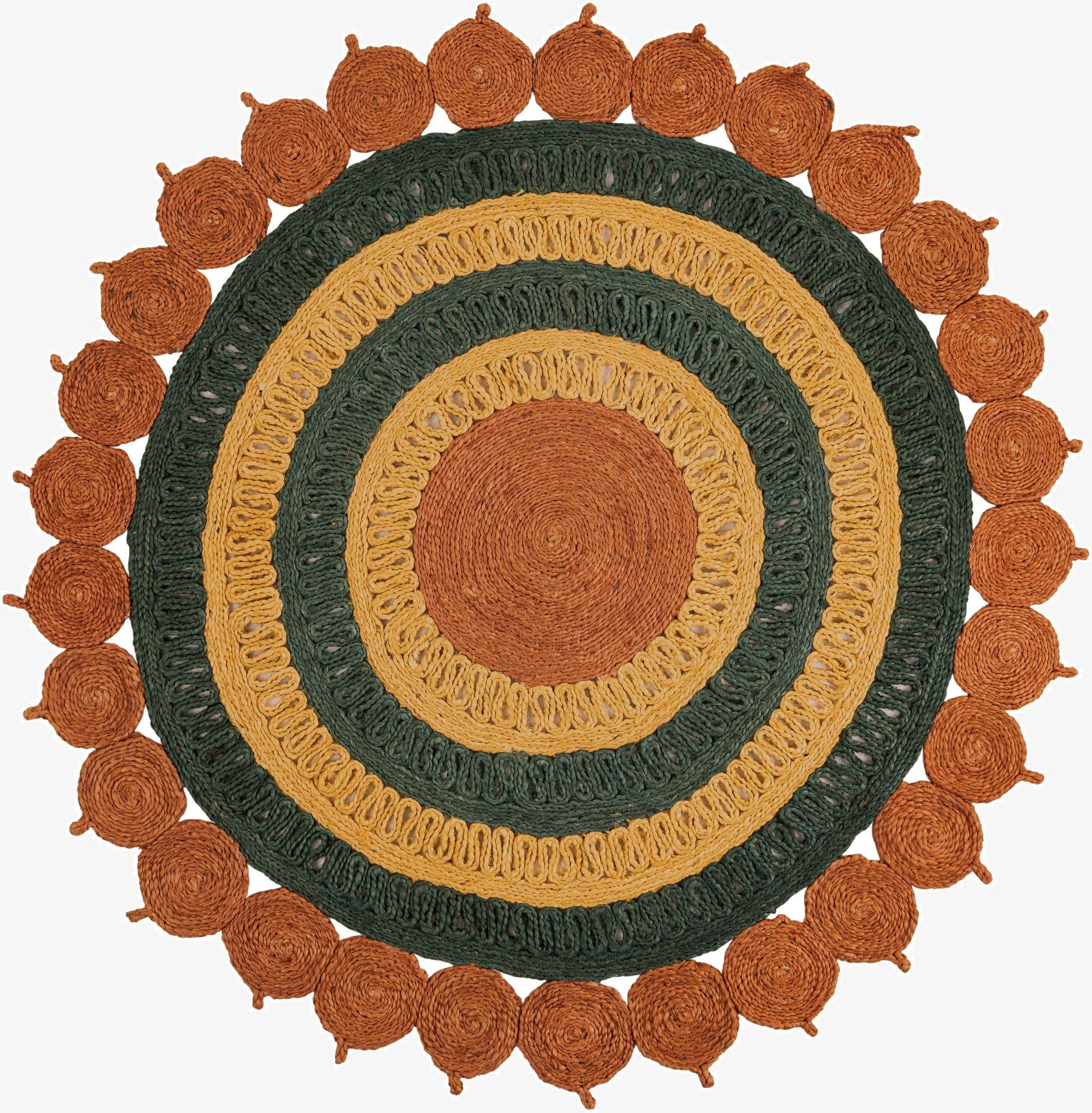 5' 1 x 5' 1  Hand Braided Jute Round Rug