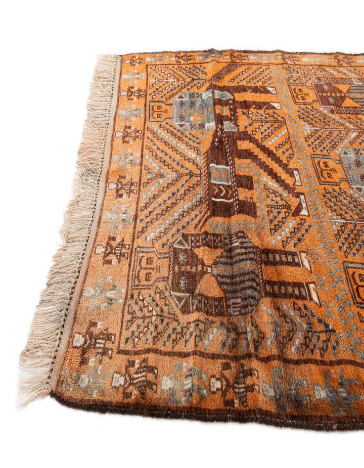 Detail image of 3' 9 x 6' 9  Hand Knotted Afghan Ersari Wool Rug