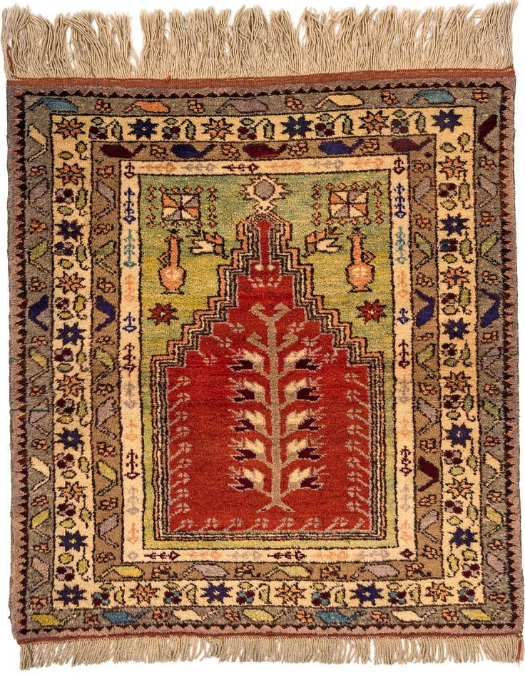 Detail image of 3' 4 x 4' 9 Hand Knotted Anatolian Wool Rug