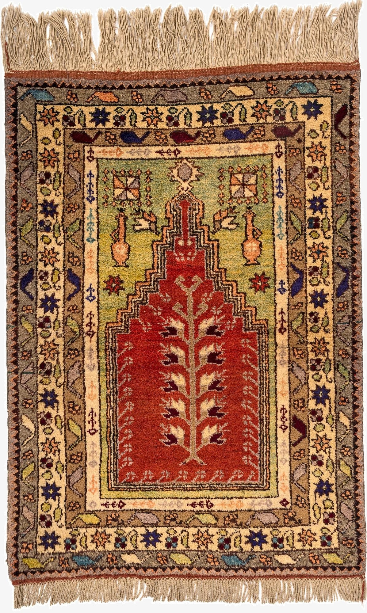 3' 4 x 4' 9  Hand Knotted Anatolian Wool Rug