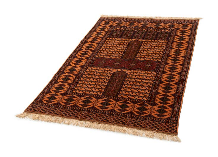 Detail image of 4' 2 x 6' 3 Hand Knotted Bokhara Oriental Wool Rug