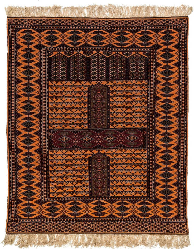 Detail image of 4' 2 x 6' 3 Hand Knotted Bokhara Oriental Wool Rug