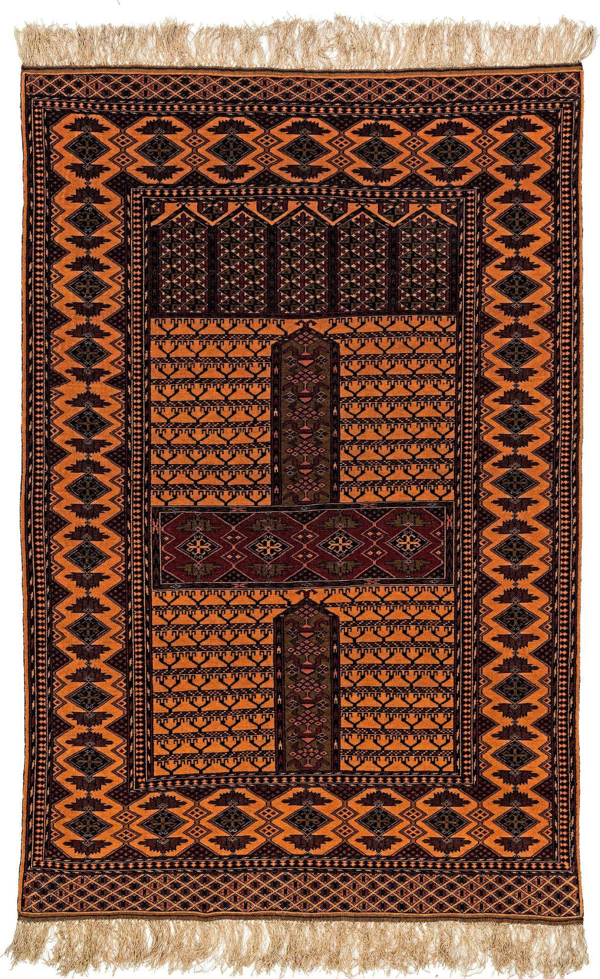 4' 2 x 6' 3 Hand Knotted Bokhara Oriental Wool Rug