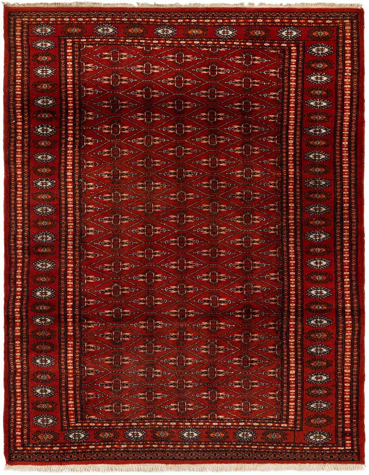 Detail image of 4' 1 x 6' 2 Hand Knotted Bokhara Oriental Wool Rug