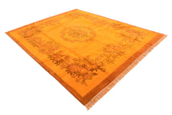 7' 9 x 9' 9 Hand Knotted Carved Pekin Wool Rug