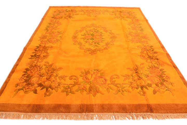 7' 9 x 9' 9 Hand Knotted Carved Pekin Wool Rug