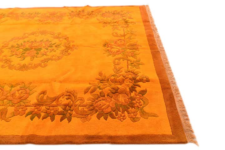 7' 9 x 9' 9 Hand Knotted Carved Pekin Wool Rug